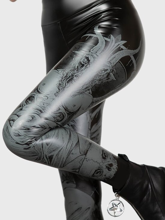 Killstar Pants - KILLSTAR Dark Forces Baphomet high waist leggings